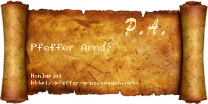 Pfeffer Arnó névjegykártya